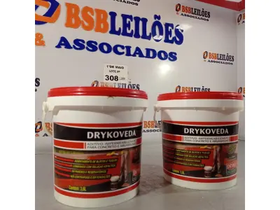LOTE 308 - 02 BALDES DE DRYKOVEDA, ADITIVO IMPERMEABILIZANTE PARA CONCRETO E ARGAMASSAS. (NO ESTADO, LEILÃO NÃO TEM GARANTIA E NEM DEVOLUÇÃO, SUJEITO A POSSÍVEIS AVARIAS VISÍVEIS/OCULTAS E/OU AUSÊNCIA DE COMPONENTES).