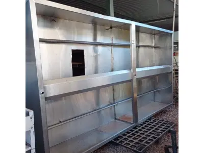 LOTE 633 - 01 COIFA EM AÇO INOX NAS MEDIDAS: 330CMX180CMX50CM. (NO ESTADO, LEILÃO NÃO TEM GARANTIA E NEM DEVOLUÇÃO, SUJEITO A POSSÍVEIS AVARIAS VISÍVEIS/OCULTAS E/OU AUSÊNCIA DE COMPONENTES).