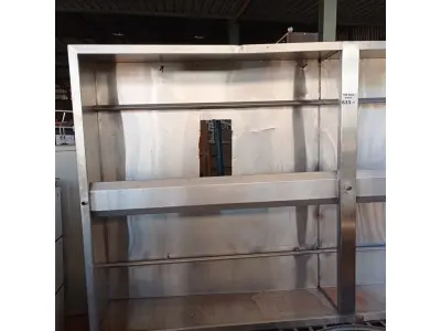 LOTE 633 - 01 COIFA EM AÇO INOX NAS MEDIDAS: 330CMX180CMX50CM. (NO ESTADO, LEILÃO NÃO TEM GARANTIA E NEM DEVOLUÇÃO, SUJEITO A POSSÍVEIS AVARIAS VISÍVEIS/OCULTAS E/OU AUSÊNCIA DE COMPONENTES).