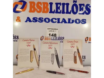 LOTE 148 - 03 CANETAS SENDO: 01 ÁUREA 1990, 01 ADVENTURE 1970 E 01 ORION 1970. (NO ESTADO, LEILÃO NÃO TEM GARANTIA E NEM DEVOLUÇÃO, SUJEITO A POSSÍVEIS AVARIAS VISÍVEIS/OCULTAS E/OU AUSÊNCIA DE COMPONENTES).