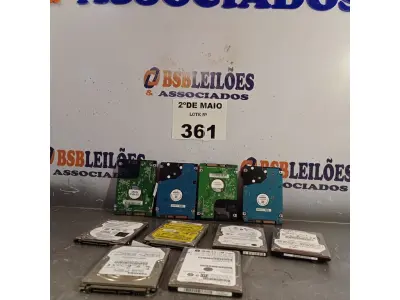 LOTE 361 - 10 HARD DISC PARA NOTEBOOK MARCAS E MODELOS DIVERSOS. (NO ESTADO, LEILÃO NÃO TEM GARANTIA E NEM DEVOLUÇÃO, SUJEITO A POSSÍVEIS AVARIAS VISÍVEIS/OCULTAS E/OU AUSÊNCIA DE COMPONENTES).