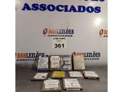 LOTE 361 - 10 HARD DISC PARA NOTEBOOK MARCAS E MODELOS DIVERSOS. (NO ESTADO, LEILÃO NÃO TEM GARANTIA E NEM DEVOLUÇÃO, SUJEITO A POSSÍVEIS AVARIAS VISÍVEIS/OCULTAS E/OU AUSÊNCIA DE COMPONENTES).