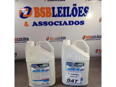 LOTE 047 - 10 LITROS DE HIPOCLORITO DE SÓDIO 12%. (NO ESTADO, LEILÃO NÃO TEM GARANTIA E NEM DEVOLUÇÃO, SUJEITO A POSSÍVEIS AVARIAS VISÍVEIS/OCULTAS E/OU AUSÊNCIA DE COMPONENTES).