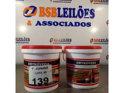 LOTE 139 - 02 GALÕES DE DRYKOVEDA, ADITIVO IMPERMEABILIZANTE PARA CONCRETO E ARGAMASSAS 3,6L. (NO ESTADO, LEILÃO NÃO TEM GARANTIA E NEM DEVOLUÇÃO, SUJEITO A POSSÍVEIS AVARIAS VISÍVEIS/OCULTAS E/OU AUSÊNCIA DE COMPONENTES).