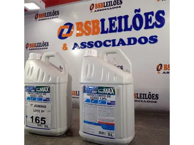 LOTE 165 - 10 LITROS DE HIPOCLORITO DE SÓDIO 12%. (NO ESTADO, LEILÃO NÃO TEM GARANTIA E NEM DEVOLUÇÃO, SUJEITO A POSSÍVEIS AVARIAS VISÍVEIS/OCULTAS E/OU AUSÊNCIA DE COMPONENTES).