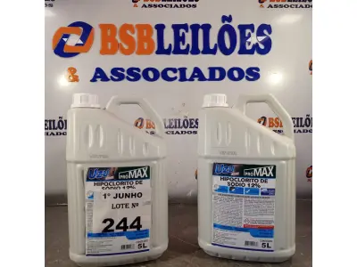 LOTE 244 - 10 LITROS DE HIPOCLORITO DE SÓDIO 12%. (NO ESTADO, LEILÃO NÃO TEM GARANTIA E NEM DEVOLUÇÃO, SUJEITO A POSSÍVEIS AVARIAS VISÍVEIS/OCULTAS E/OU AUSÊNCIA DE COMPONENTES).