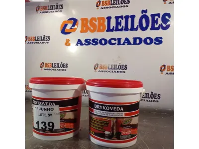 LOTE 139 - 02 GALÕES DE DRYKOVEDA, ADITIVO IMPERMEABILIZANTE PARA CONCRETO E ARGAMASSAS 3,6L. (NO ESTADO, LEILÃO NÃO TEM GARANTIA E NEM DEVOLUÇÃO, SUJEITO A POSSÍVEIS AVARIAS VISÍVEIS/OCULTAS E/OU AUSÊNCIA DE COMPONENTES).