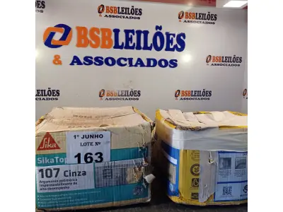 LOTE 163 - 02 CAIXAS DE ARGAMASSA POLIMÉRICA SENDO 01 SIKA TOP 107 CINZA E 01 SIKA TOP 100. (NO ESTADO, LEILÃO NÃO TEM GARANTIA E NEM DEVOLUÇÃO, SUJEITO A POSSÍVEIS AVARIAS VISÍVEIS/OCULTAS E/OU AUSÊNCIA DE COMPONENTES).