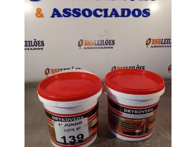 LOTE 139 - 02 GALÕES DE DRYKOVEDA, ADITIVO IMPERMEABILIZANTE PARA CONCRETO E ARGAMASSAS 3,6L. (NO ESTADO, LEILÃO NÃO TEM GARANTIA E NEM DEVOLUÇÃO, SUJEITO A POSSÍVEIS AVARIAS VISÍVEIS/OCULTAS E/OU AUSÊNCIA DE COMPONENTES).