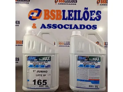 LOTE 165 - 10 LITROS DE HIPOCLORITO DE SÓDIO 12%. (NO ESTADO, LEILÃO NÃO TEM GARANTIA E NEM DEVOLUÇÃO, SUJEITO A POSSÍVEIS AVARIAS VISÍVEIS/OCULTAS E/OU AUSÊNCIA DE COMPONENTES).