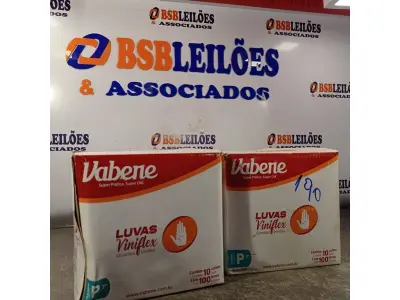 LOTE 408 - 02 CAIXAS COM LUVAS VINIFLEX TAMANHO “P” CONTENDO 10 PACOTES COM 100 UNIDADES CADA. (NO ESTADO, LEILÃO NÃO TEM GARANTIA E NEM DEVOLUÇÃO, SUJEITO A POSSÍVEIS AVARIAS VISÍVEIS/OCULTAS E/OU AUSÊNCIA DE COMPONENTES).