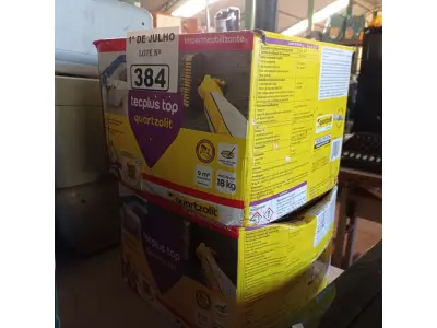 LOTE 384 - 02 CAIXAS DE TECPLUS TOP QUARTZOLIT 18KG. (NO ESTADO, LEILÃO NÃO TEM GARANTIA E NEM DEVOLUÇÃO, SUJEITO A POSSÍVEIS AVARIAS VISÍVEIS/OCULTAS E/OU AUSÊNCIA DE COMPONENTES).