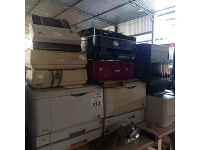 LOTE 413 - 10 IMPRESSORAS MARCAS E MODELOS DIVERSOS PARA RETIRADA DE PEÇAS. (NO ESTADO, LEILÃO NÃO TEM GARANTIA E NEM DEVOLUÇÃO, SUJEITO A POSSÍVEIS AVARIAS VISÍVEIS/OCULTAS E/OU AUSÊNCIA DE COMPONENTES).
