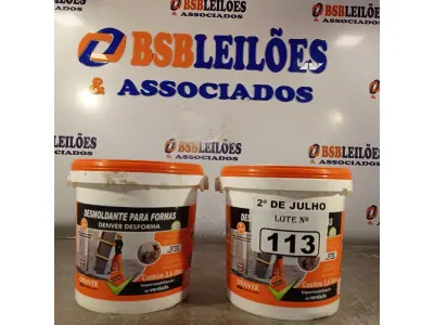 LOTE 113 - 02 BALDES DE DESMOLDANTE PARA FORMAS. 3,6L. (NO ESTADO, LEILÃO NÃO TEM GARANTIA E NEM DEVOLUÇÃO, SUJEITO A POSSÍVEIS AVARIAS VISÍVEIS/OCULTAS E/OU AUSÊNCIA DE COMPONENTES).