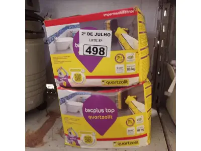 LOTE 498 - 02 CAIXAS DE ARGAMASSA POLIMÉRICA TECPLUS TOP QUARTZOLIT 18KG. (NO ESTADO, LEILÃO NÃO TEM GARANTIA E NEM DEVOLUÇÃO, SUJEITO A POSSÍVEIS AVARIAS VISÍVEIS/OCULTAS E/OU AUSÊNCIA DE COMPONENTES).