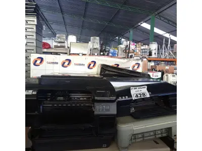 LOTE 428 - 10 IMPRESSORAS MARCAS E MODELOS DIVERSOS PARA RETIRADA DE PEÇAS. (NO ESTADO, LEILÃO NÃO TEM GARANTIA E NEM DEVOLUÇÃO, SUJEITO A POSSÍVEIS AVARIAS VISÍVEIS/OCULTAS E/OU AUSÊNCIA DE COMPONENTES).
