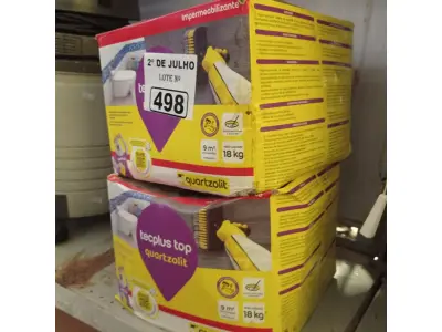 LOTE 498 - 02 CAIXAS DE ARGAMASSA POLIMÉRICA TECPLUS TOP QUARTZOLIT 18KG. (NO ESTADO, LEILÃO NÃO TEM GARANTIA E NEM DEVOLUÇÃO, SUJEITO A POSSÍVEIS AVARIAS VISÍVEIS/OCULTAS E/OU AUSÊNCIA DE COMPONENTES).