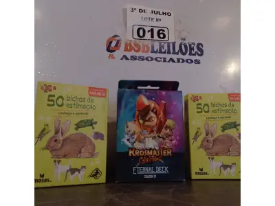 LOTE 016 - 01 CAIXAS COM CARTAS KROSMASTER E 02 CAIXAS COM CARTAS DE BICHOS DE ESTIMAÇÃO.  (NO ESTADO, LEILÃO NÃO TEM GARANTIA E NEM DEVOLUÇÃO, SUJEITO A POSSÍVEIS AVARIAS VISÍVEIS/OCULTAS E/OU AUSÊNCIA DE COMPONENTES).