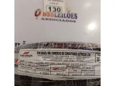 LOTE 130 - 01 ROLO DE CABO FLEXÍVEL 1X4MM NA COR PRETA.100 METROS (NOVO) (NO ESTADO, LEILÃO NÃO TEM GARANTIA E NEM DEVOLUÇÃO, SUJEITO A POSSÍVEIS AVARIAS VISÍVEIS/OCULTAS E/OU AUSÊNCIA DE COMPONENTES).
