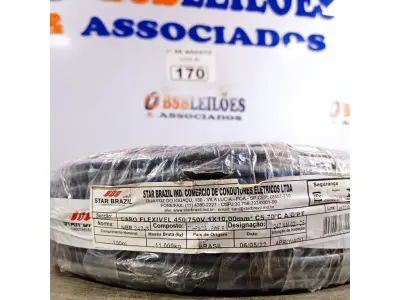 LOTE 170 - 01 ROLO DE CABO FLEXÍVEL 1X10MM NA COR PRETA. 100 METROS (NOVO)(NO ESTADO, LEILÃO NÃO TEM GARANTIA E NEM DEVOLUÇÃO, SUJEITO A POSSÍVEIS AVARIAS VISÍVEIS/OCULTAS E/OU AUSÊNCIA DE COMPONENTES).