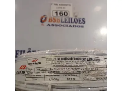 LOTE 160 - 01 ROLO DE CABO FLEXÍVEL 1X4MM NA COR BRANCA. 100 METROS (NOVO) (NO ESTADO, LEILÃO NÃO TEM GARANTIA E NEM DEVOLUÇÃO, SUJEITO A POSSÍVEIS AVARIAS VISÍVEIS/OCULTAS E/OU AUSÊNCIA DE COMPONENTES).