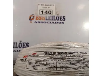 LOTE 140 - 01 ROLO DE CABO FLEXÍVEL 1X2,5MM NA COR BRANCA. 100 METROS (NOVO)(NO ESTADO, LEILÃO NÃO TEM GARANTIA E NEM DEVOLUÇÃO, SUJEITO A POSSÍVEIS AVARIAS VISÍVEIS/OCULTAS E/OU AUSÊNCIA DE COMPONENTES).