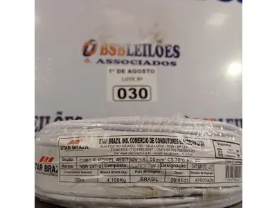 LOTE 030 - 01 ROLO DE CABO FLEXÍVEL 1X4MM NA COR BRANCA. 100 METROS (NOVO)(NO ESTADO, LEILÃO NÃO TEM GARANTIA E NEM DEVOLUÇÃO, SUJEITO A POSSÍVEIS AVARIAS VISÍVEIS/OCULTAS E/OU AUSÊNCIA DE COMPONENTES).