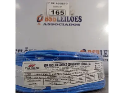 LOTE 165 - 01 ROLO DE CABO FLEXÍVEL 1X2,5MM NA COR AZUL.100 METROS (NOVO) (NO ESTADO, LEILÃO NÃO TEM GARANTIA E NEM DEVOLUÇÃO, SUJEITO A POSSÍVEIS AVARIAS VISÍVEIS/OCULTAS E/OU AUSÊNCIA DE COMPONENTES).