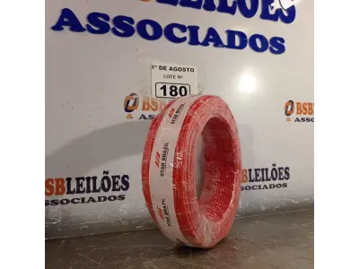 LOTE 180 - 01 ROLO DE CABO FLEXÍVEL 1X4MM NA COR VERMELHA.100 METROS (NOVO) (NO ESTADO, LEILÃO NÃO TEM GARANTIA E NEM DEVOLUÇÃO, SUJEITO A POSSÍVEIS AVARIAS VISÍVEIS/OCULTAS E/OU AUSÊNCIA DE COMPONENTES).