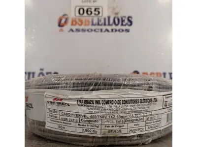 LOTE 065 - 01 ROLO DE CABO FLEXÍVEL 1X2,5MM NA COR CINZA. 100 METROS (NOVO)(NO ESTADO, LEILÃO NÃO TEM GARANTIA E NEM DEVOLUÇÃO, SUJEITO A POSSÍVEIS AVARIAS VISÍVEIS/OCULTAS E/OU AUSÊNCIA DE COMPONENTES).