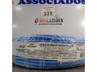 LOTE 225 - 01 ROLO DE CABO FLEXÍVEL 1X10MM NA COR AZUL.100 METROS (NOVO) (NO ESTADO, LEILÃO NÃO TEM GARANTIA E NEM DEVOLUÇÃO, SUJEITO A POSSÍVEIS AVARIAS VISÍVEIS/OCULTAS E/OU AUSÊNCIA DE COMPONENTES).