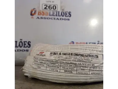 LOTE 260 - 01 ROLO DE CABO FLEXÍVEL 1X2,5MM NA COR BRANCA. 100 METROS (NOVO)(NO ESTADO, LEILÃO NÃO TEM GARANTIA E NEM DEVOLUÇÃO, SUJEITO A POSSÍVEIS AVARIAS VISÍVEIS/OCULTAS E/OU AUSÊNCIA DE COMPONENTES).