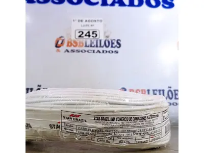 LOTE 245 - 01 ROLO DE CABO FLEXÍVEL 1X2,5MM NA COR BRANCA. 100 METROS (NOVO)(NO ESTADO, LEILÃO NÃO TEM GARANTIA E NEM DEVOLUÇÃO, SUJEITO A POSSÍVEIS AVARIAS VISÍVEIS/OCULTAS E/OU AUSÊNCIA DE COMPONENTES).