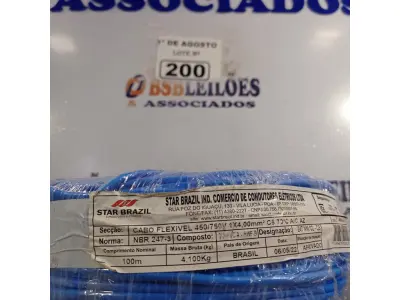 LOTE 200 - 01 ROLO DE CABO FLEXÍVEL 1X4MM NA COR AZUL. 100 METROS (NOVO)(NO ESTADO, LEILÃO NÃO TEM GARANTIA E NEM DEVOLUÇÃO, SUJEITO A POSSÍVEIS AVARIAS VISÍVEIS/OCULTAS E/OU AUSÊNCIA DE COMPONENTES).