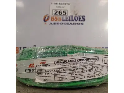 LOTE 265 - 01 ROLO DE CABO FLEXÍVEL 1X4MM NA COR VERDE.100 METROS (NOVO) (NO ESTADO, LEILÃO NÃO TEM GARANTIA E NEM DEVOLUÇÃO, SUJEITO A POSSÍVEIS AVARIAS VISÍVEIS/OCULTAS E/OU AUSÊNCIA DE COMPONENTES).