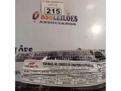 LOTE 215 - 01 ROLO DE CABO FLEXÍVEL 1X4MM NA COR PRETA.100 METROS (NOVO) (NO ESTADO, LEILÃO NÃO TEM GARANTIA E NEM DEVOLUÇÃO, SUJEITO A POSSÍVEIS AVARIAS VISÍVEIS/OCULTAS E/OU AUSÊNCIA DE COMPONENTES).