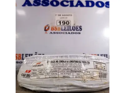 LOTE 190 - 01 ROLO DE CABO FLEXÍVEL 1X4MM NA COR BRANCA.100 METROS (NOVO) (NO ESTADO, LEILÃO NÃO TEM GARANTIA E NEM DEVOLUÇÃO, SUJEITO A POSSÍVEIS AVARIAS VISÍVEIS/OCULTAS E/OU AUSÊNCIA DE COMPONENTES).