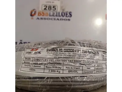 LOTE 285 - 01 ROLO DE CABO FLEXÍVEL 1X2,5MM NA COR CINZA.100 METROS (NOVO) (NO ESTADO, LEILÃO NÃO TEM GARANTIA E NEM DEVOLUÇÃO, SUJEITO A POSSÍVEIS AVARIAS VISÍVEIS/OCULTAS E/OU AUSÊNCIA DE COMPONENTES).