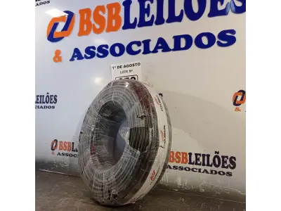 LOTE 250 - 01 ROLO DE CABO FLEXÍVEL 1X10MM NA COR PRETA. 100 METROS (NOVO)(NO ESTADO, LEILÃO NÃO TEM GARANTIA E NEM DEVOLUÇÃO, SUJEITO A POSSÍVEIS AVARIAS VISÍVEIS/OCULTAS E/OU AUSÊNCIA DE COMPONENTES).