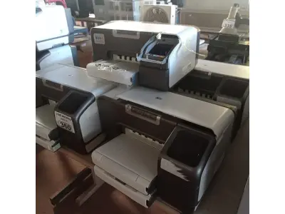 LOTE 360 - 05 IMPRESSORAS MARCAS HP MODELO INK JET 1200WN INCOMPLETAS. (NO ESTADO, LEILÃO NÃO TEM GARANTIA E NEM DEVOLUÇÃO, SUJEITO A POSSÍVEIS AVARIAS VISÍVEIS/OCULTAS E/OU AUSÊNCIA DE COMPONENTES).