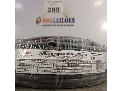 LOTE 280 - 01 ROLO DE CABO FLEXÍVEL 1X10MM NA COR PRETA.100 METROS (NOVO) (NO ESTADO, LEILÃO NÃO TEM GARANTIA E NEM DEVOLUÇÃO, SUJEITO A POSSÍVEIS AVARIAS VISÍVEIS/OCULTAS E/OU AUSÊNCIA DE COMPONENTES).