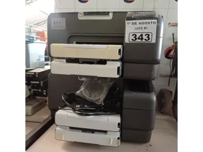 LOTE 343 - 02 IMPRESSORAS MARCAS HP MODELO INK JET 1200WN INCOMPLETAS. (NO ESTADO, LEILÃO NÃO TEM GARANTIA E NEM DEVOLUÇÃO, SUJEITO A POSSÍVEIS AVARIAS VISÍVEIS/OCULTAS E/OU AUSÊNCIA DE COMPONENTES).