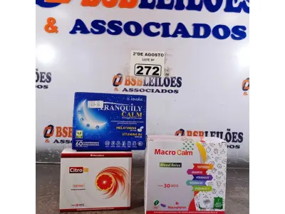 LOTE 272 - 01 MACRO CALM, 01 TRANQUILY E 01 EXTRATO DE LARANJA COM VITAMINA C. (NOVO) (NO ESTADO) ATENÇÃO! FAZER A VISITAÇÃO ANTES DE ARREMATAR, NÃO SABEMOS SE FUNCIONA. LEILÃO NÃO TEM GARANTIA E NEM DEVOLUÇÃO, SUJEITO A POSSÍVEIS AVARIAS VISÍVEIS/OCULTAS E/OU AUSÊNCIA DE COMPONENTES.