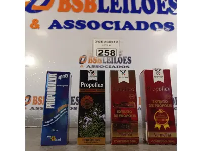 LOTE 258 - 01 LOTE COM 04 EXTRATOS DE PRÓPOLIS. (NOVO) (NO ESTADO) ATENÇÃO! FAZER A VISITAÇÃO ANTES DE ARREMATAR, NÃO SABEMOS SE FUNCIONA. LEILÃO NÃO TEM GARANTIA E NEM DEVOLUÇÃO, SUJEITO A POSSÍVEIS AVARIAS VISÍVEIS/OCULTAS E/OU AUSÊNCIA DE COMPONENTES.