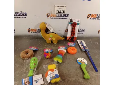 LOTE 343 - 01 LOTE COM VÁRIOS BRINQUEDOS PARA PET. (NOVO) (NO ESTADO) ATENÇÃO! FAZER A VISITAÇÃO ANTES DE ARREMATAR, NÃO SABEMOS SE FUNCIONA. LEILÃO NÃO TEM GARANTIA E NEM DEVOLUÇÃO, SUJEITO A POSSÍVEIS AVARIAS VISÍVEIS/OCULTAS E/OU AUSÊNCIA DE COMPONENTES.
