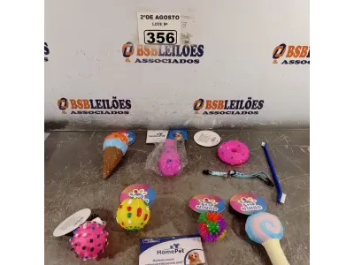 LOTE 356 - 01 LOTE COM VÁRIOS BRINQUEDOS PARA PET. (NOVO) (NO ESTADO) ATENÇÃO! FAZER A VISITAÇÃO ANTES DE ARREMATAR, NÃO SABEMOS SE FUNCIONA. LEILÃO NÃO TEM GARANTIA E NEM DEVOLUÇÃO, SUJEITO A POSSÍVEIS AVARIAS VISÍVEIS/OCULTAS E/OU AUSÊNCIA DE COMPONENTES.
