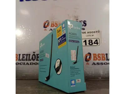 LOTE 184 - 01 TPLINK AC 600. (NOVO) (NO ESTADO) ATENÇÃO! FAZER A VISITAÇÃO ANTES DE ARREMATAR, NÃO SABEMOS SE FUNCIONA. LEILÃO NÃO TEM GARANTIA E NEM DEVOLUÇÃO, SUJEITO A POSSÍVEIS AVARIAS VISÍVEIS/OCULTAS E/OU AUSÊNCIA DE COMPONENTES.