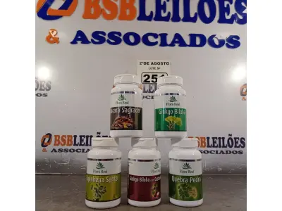 LOTE 251 - 05 SUPLEMENTOS FLORA REAL. (NOVO) (NO ESTADO) ATENÇÃO! FAZER A VISITAÇÃO ANTES DE ARREMATAR, NÃO SABEMOS SE FUNCIONA. LEILÃO NÃO TEM GARANTIA E NEM DEVOLUÇÃO, SUJEITO A POSSÍVEIS AVARIAS VISÍVEIS/OCULTAS E/OU AUSÊNCIA DE COMPONENTES.