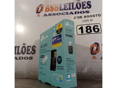 LOTE 186 - 01 TPLINK AC1300. (NOVO) (NO ESTADO) ATENÇÃO! FAZER A VISITAÇÃO ANTES DE ARREMATAR, NÃO SABEMOS SE FUNCIONA. LEILÃO NÃO TEM GARANTIA E NEM DEVOLUÇÃO, SUJEITO A POSSÍVEIS AVARIAS VISÍVEIS/OCULTAS E/OU AUSÊNCIA DE COMPONENTES.
