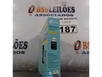 LOTE 187 - 01 TPLINK 300MBPS. (NOVO) (NO ESTADO) ATENÇÃO! FAZER A VISITAÇÃO ANTES DE ARREMATAR, NÃO SABEMOS SE FUNCIONA. LEILÃO NÃO TEM GARANTIA E NEM DEVOLUÇÃO, SUJEITO A POSSÍVEIS AVARIAS VISÍVEIS/OCULTAS E/OU AUSÊNCIA DE COMPONENTES.